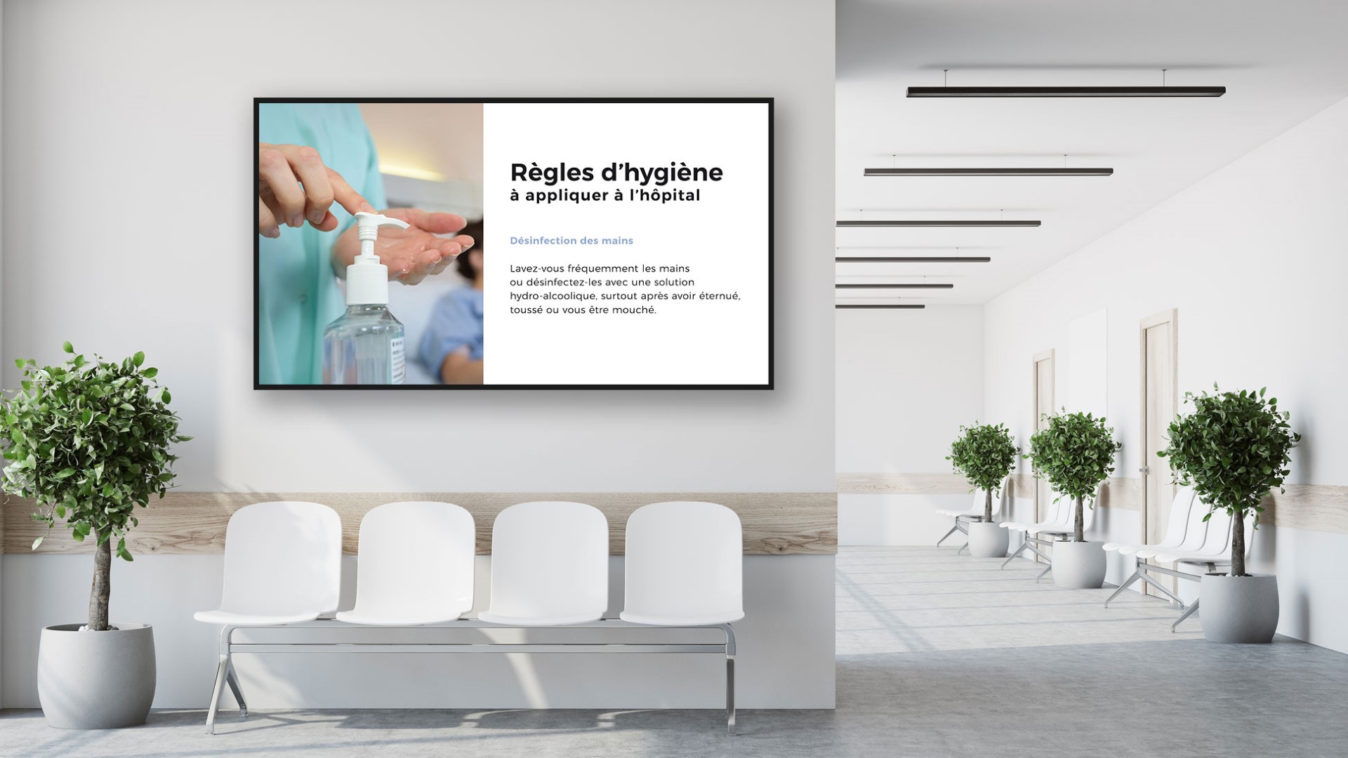 Image d'exemple d'un écran dynamique pour les centre médicaux, hopitaux ou cliniques