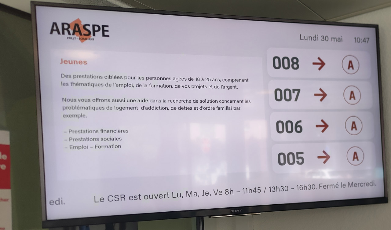 Ecran dynamique équipé d'un player SpinetiX